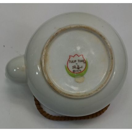 Vintage Tulip Time Teapot White Ceramic Tulips Beautiful Shafford Japan