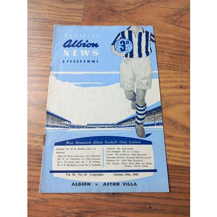 1960/61 West Brom / WBA vs Aston Villa - Division 1, 1/4/1961 ** FREE P&P **