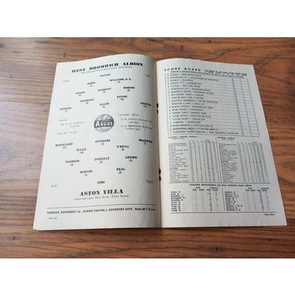 1960/61 West Brom / WBA vs Aston Villa - Division 1, 1/4/1961 ** FREE P&P **