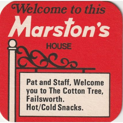 BEER MAT - MARSTONS BREWERY - THE COTTON TREE, FAILSWORTH -(Cat No 123) - (1979)
