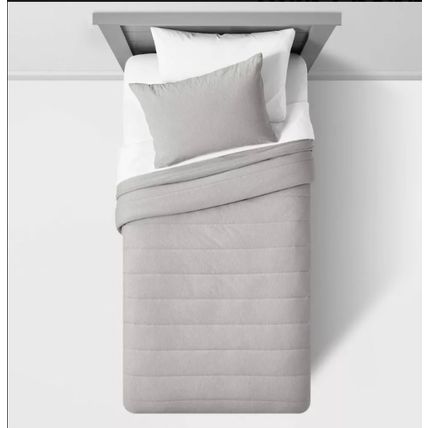 Twin Channel Jersey Kids' Comforter Set, Gray - Pillowfort