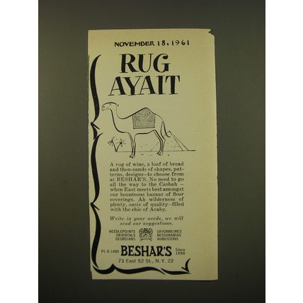 1961 Beshar's Rugs Advertisement - Rug Ayait