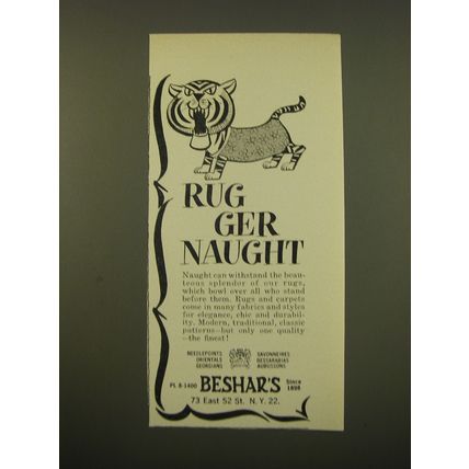 1961 Beshar's Rugs Advertisement - Rug Ger Naught