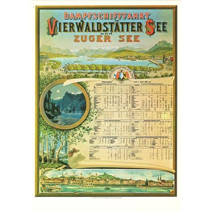 Dampfschifffahrt Vierwaldstatter Zugersee Switzerland Timetable Postcard