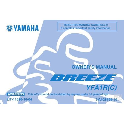 YAMAHA YFA1R(C) BREEZE OWNERS MANUAL ALL TERRAIN VEHICLE 154 PAGES IN ENGLISH