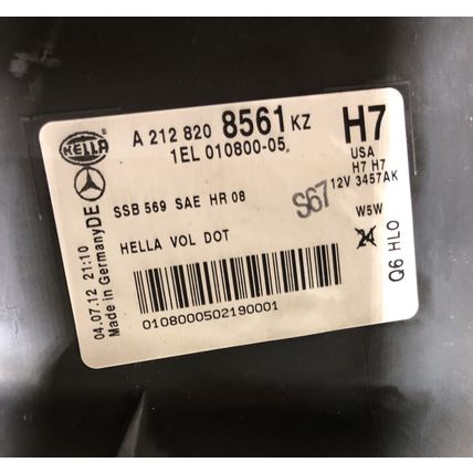 2010-2013 Mercedes E 350 400 550 Sedan Headlight Driver Left Halogen 21282095616