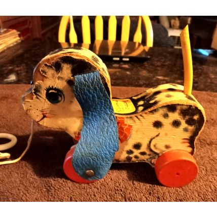 Old Vintage Original Fisher Price Playful Puppy # 626 6" Long Working 1963