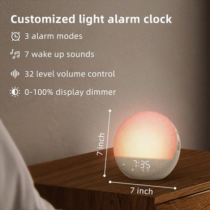 Sunrise Alarm Clock White Noise Machine: Natural Wake up Light - Dimmable Clock