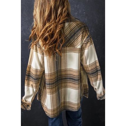 Multicolour Plaid Print Flap Pocket Button Up Shacket