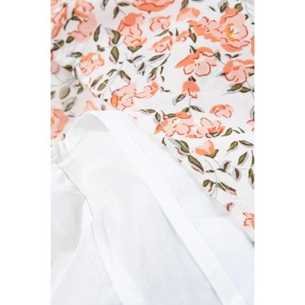 Orange Rose Floral Knotted Straps Tiered Babydoll Dress