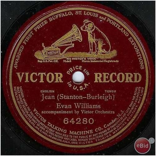 Victor 78 #64280 "Jean" (Stanton-Burleigh) - Evan Williams, tenor