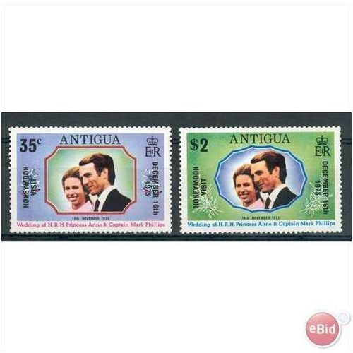 Antigua stamps 1973 - SG 370/371 Princess Anne & Mark Phillips MH