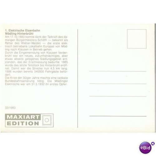 Austria FDI PC 1983 -100 Jahre Elektrische Eisenbahn