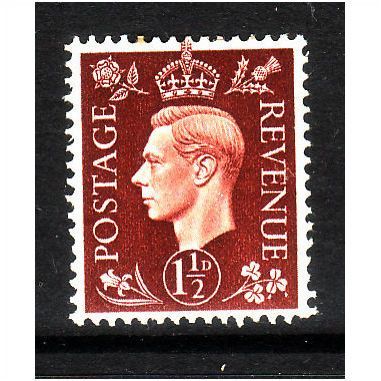 GREAT BRITAIN 1937 GEORGE VI 1 1/2d RED BROWN SG464 M / MINT