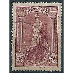 Australia 1938 SG176 5/- Claret ROBES Good/Fine Used . ..
