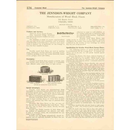 jennison-wright company 1916 kreolite wood block floor vintage catalog