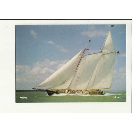 Sailing Ship AMERICA Postcard by Kenbe