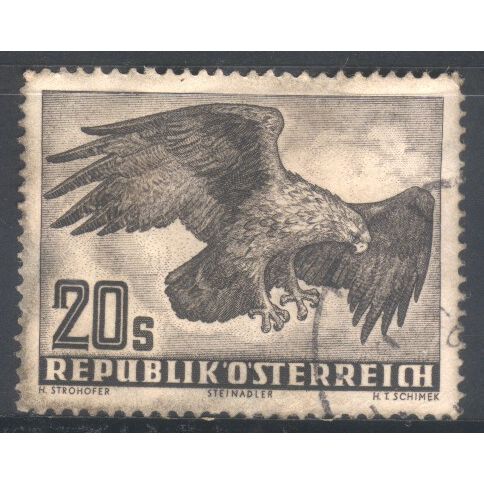 Austria 1952 (Air) - 20s sepia - Golden Eagle - used