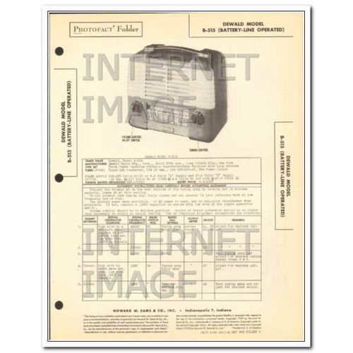 DEWALD model B-515 4 tube AM SW radio receiver Sams Photofact manual