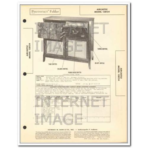 AIRCASTLE model 138124 6 tube AM radio phono Sams Photofact manual