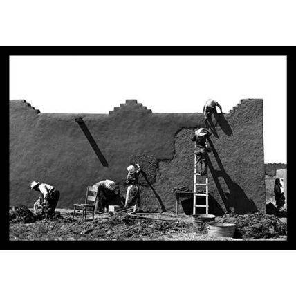 Spanish-American Women Replastering an Adobe House 20 x 30 Poster