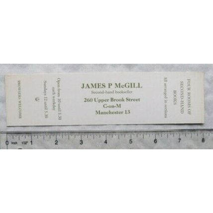 Vintage bookmark - James P McGill, Chorlton on Medlock
