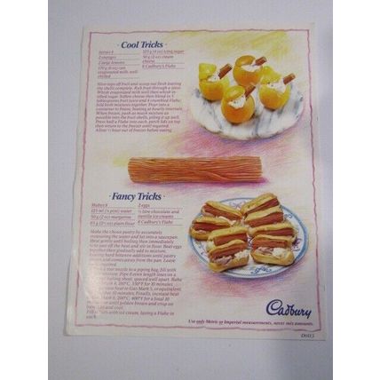 The Cadbury`s Flake Recipe Pamphlet Menu D0113 size 22x17.5cms folded (P1)