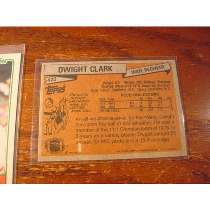 1981 Topps, 2-Cards, DWIGHT CLARK Rc, 49ers #422