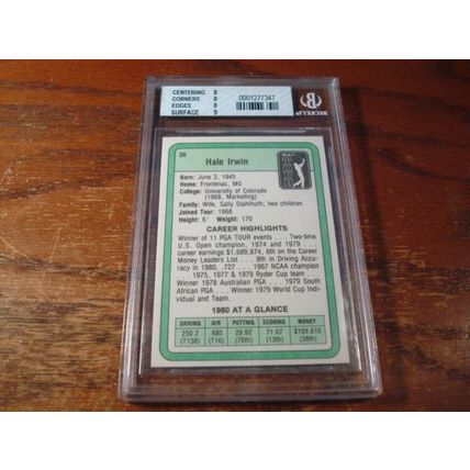 1981 Donruss, Graded Near Mint 8, HALE IRWIN, PGA Tour (B)