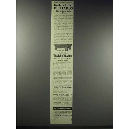 1914 Brunswick Baby Grand Home Carom Billiard Style Ad