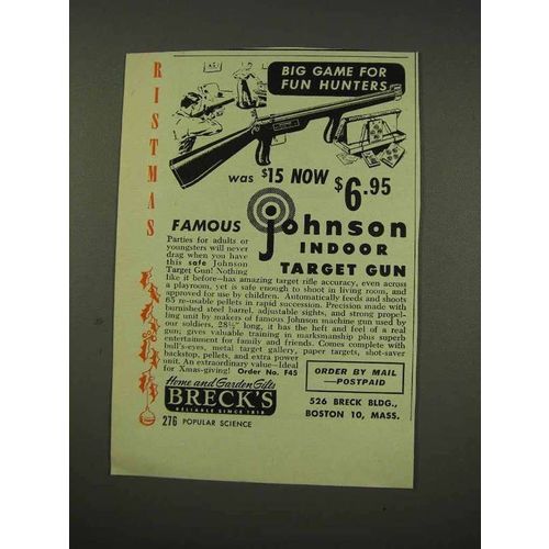 1949 Johnson Indoor Target Gun Ad - Big Game for Fun