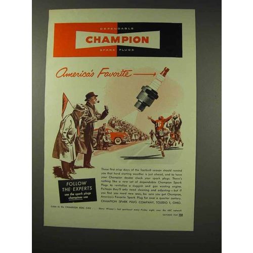 1949 Champion Spark Plugs Ad - America's