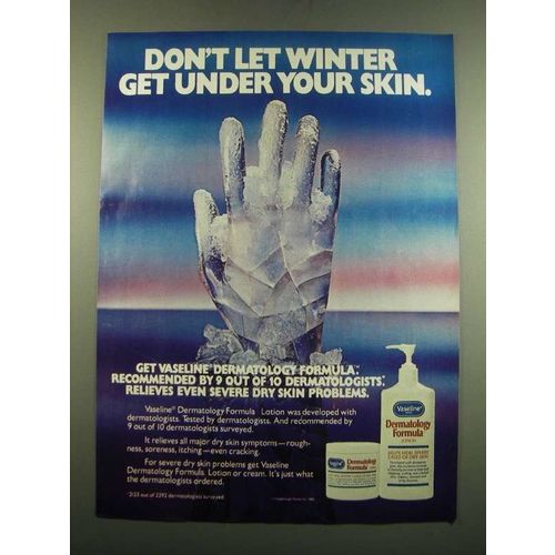 1983 Vaseline Dermatology Formula Lotion Ad - Don't Let Winter Get Under Skin