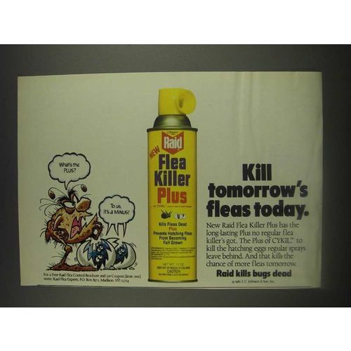 1985 Raid Flea Killer Plus Ad - Kill Tomorrow's Fleas Today