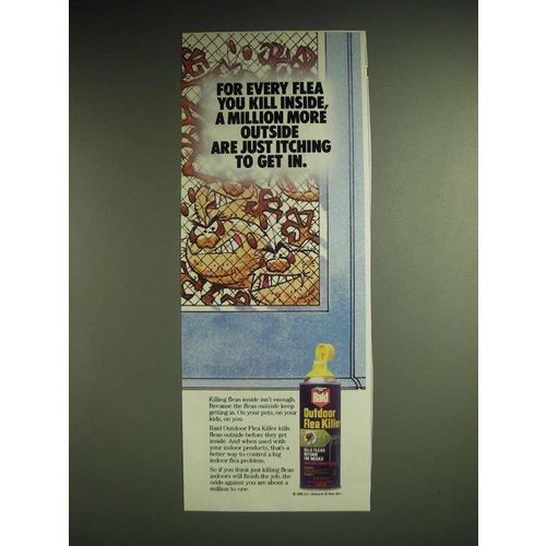 1985 Raid Outdoor Flea Killer Ad - For every flea you kill inside, a million
