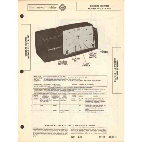 GENERAL ELECTRIC model 91x AM radio clock Sams Photofact manual