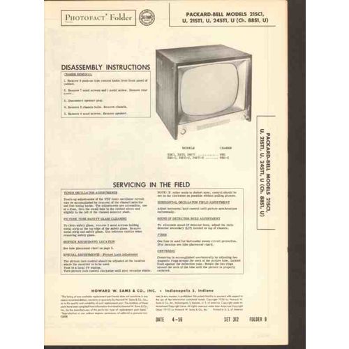 PACKARD-BELL model 21Sx1 24ST1 TV television Sams Photofact manual