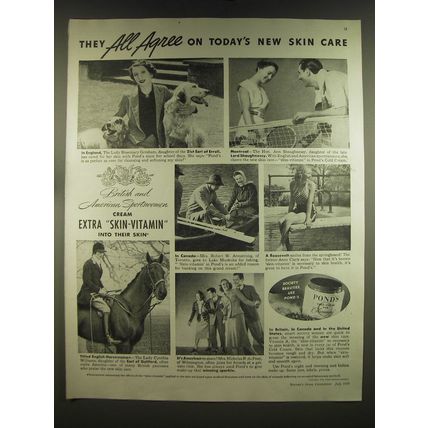 1939 Pond's Cold Cream Ad - Lady Rosemary Gresham, Ann Shaughnessy