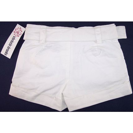 NWT Christie Brooks Girl's White Short Shorts with Belt, 7 or 8