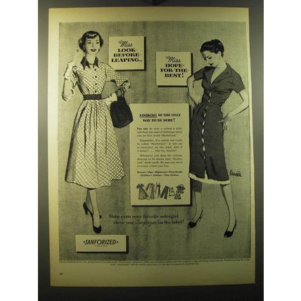 1950 Cluett, Peabody & Co. Sanforized Fabric Ad - Ward Brackett Art