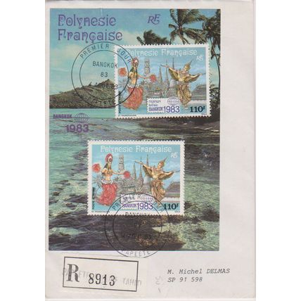 French Polynesia 1983 FDC Bangkok with Bangkok postmarks
