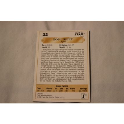 Bob Ussery 1991 Jockey Star NO. 22