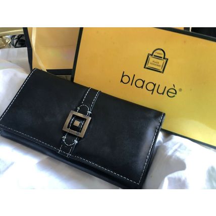 BLAQUE Vintage Black Leather Continental Wallet Purse Cardholder Made NEW