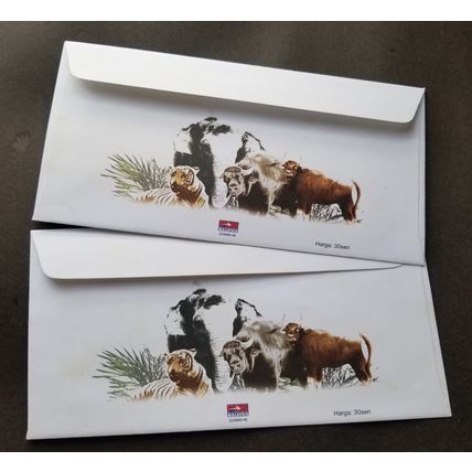 Malaysia Wildlife Forest 2004 Fauna Birds Deer Hornbills Tiger (FDC) *toning