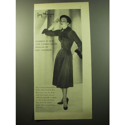 1950 Jay Thorpe Etoile Salon Designs by Ceil Chapman Advertisement