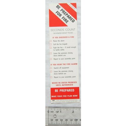 Bookmark - Be Prepared for Fire - Fire Protection Association