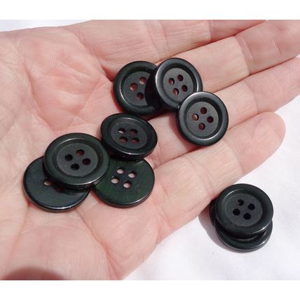 D10 Dark Green Black Buttons 20mm 3/4 Inch 4 Hole Crafting Sewing Buttons