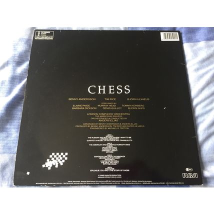 CHESS - Tim Rice /Andersson/Ulvaeus (2 x 12" Vinyl LP Record album) 33⅓ RPM 1984