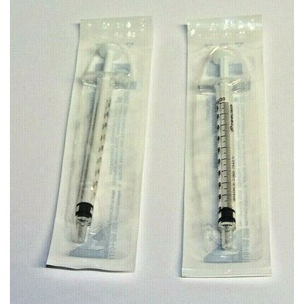 Disposable Syringe Syringes 1 ml no needle pack of 2