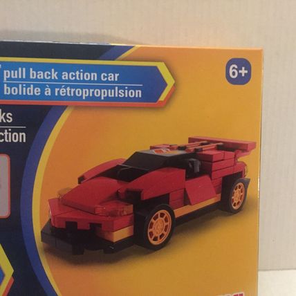 NEW Make It Blocks Pull Back Action Red Car - 75 pieces